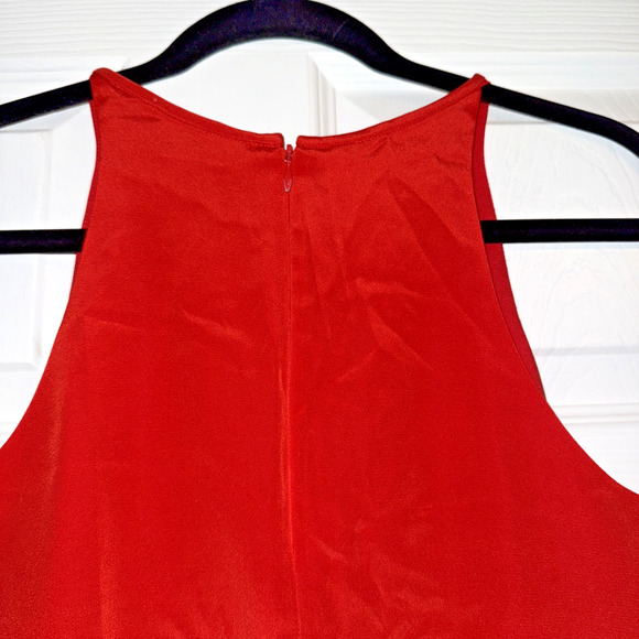 Theory Silk Sleeveless Top Size Petite Red Halter Neck Blouse Designer - Picture 6 of 8